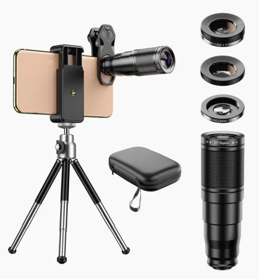 Apexel 4-in-1 22x telephoto lens kit with tripod bundle for smartphone long-distance photography