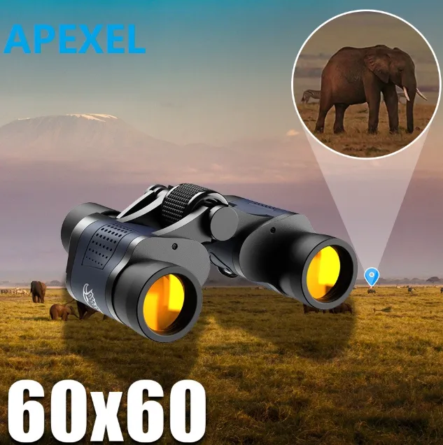 Apexel 60x outdoor travel compact telescope binoculars for hunting and wildlife observation