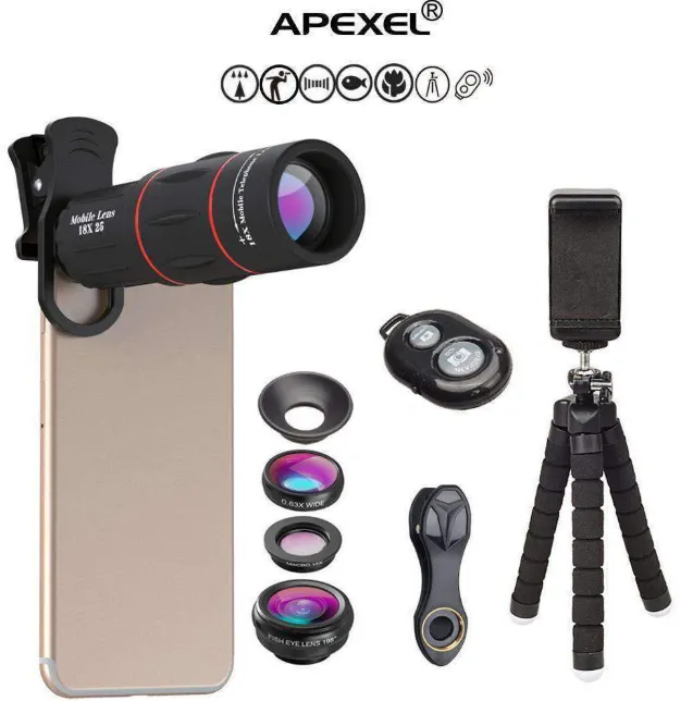 Apexel camera lens kit complete set with carrying case for professional mobile photography