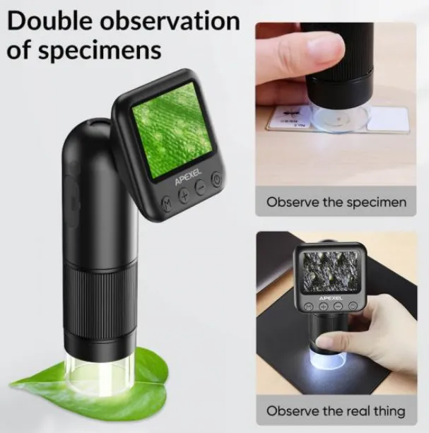 Apexel microscope lens attachment for smartphone with LED illumination for scientific observation
