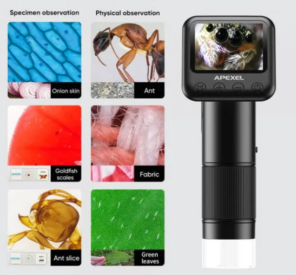 Apexel MS008 portable digital high-power microscope for education and professional inspection