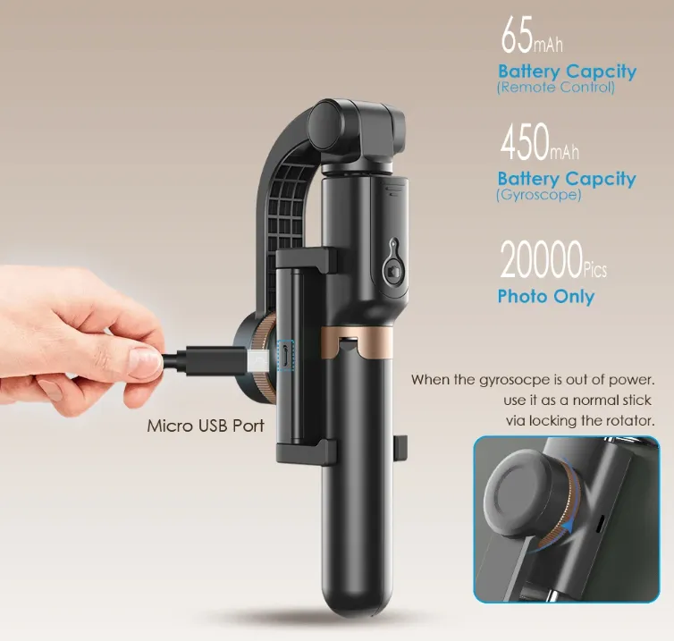 Apexel selfie stabilizer gimbal for smooth handheld video recording on smartphones
