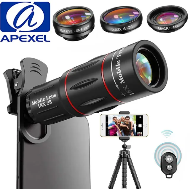 Mobile camera lens 18x zoom telephoto attachment for smartphone photography