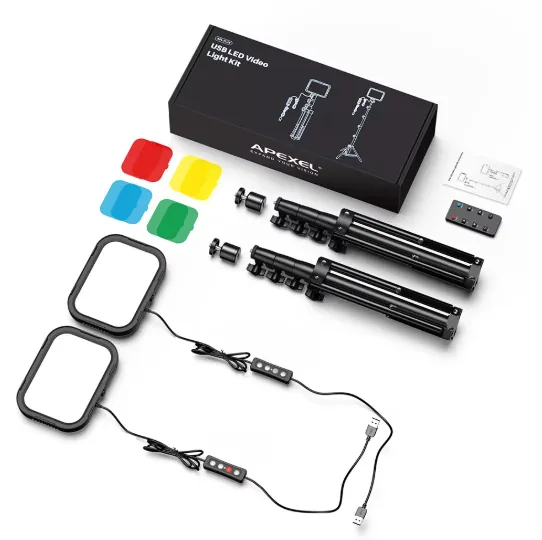 Apexel photography dimmable LED lamp light with tripod stand 5600K color temperature for professional video lighting